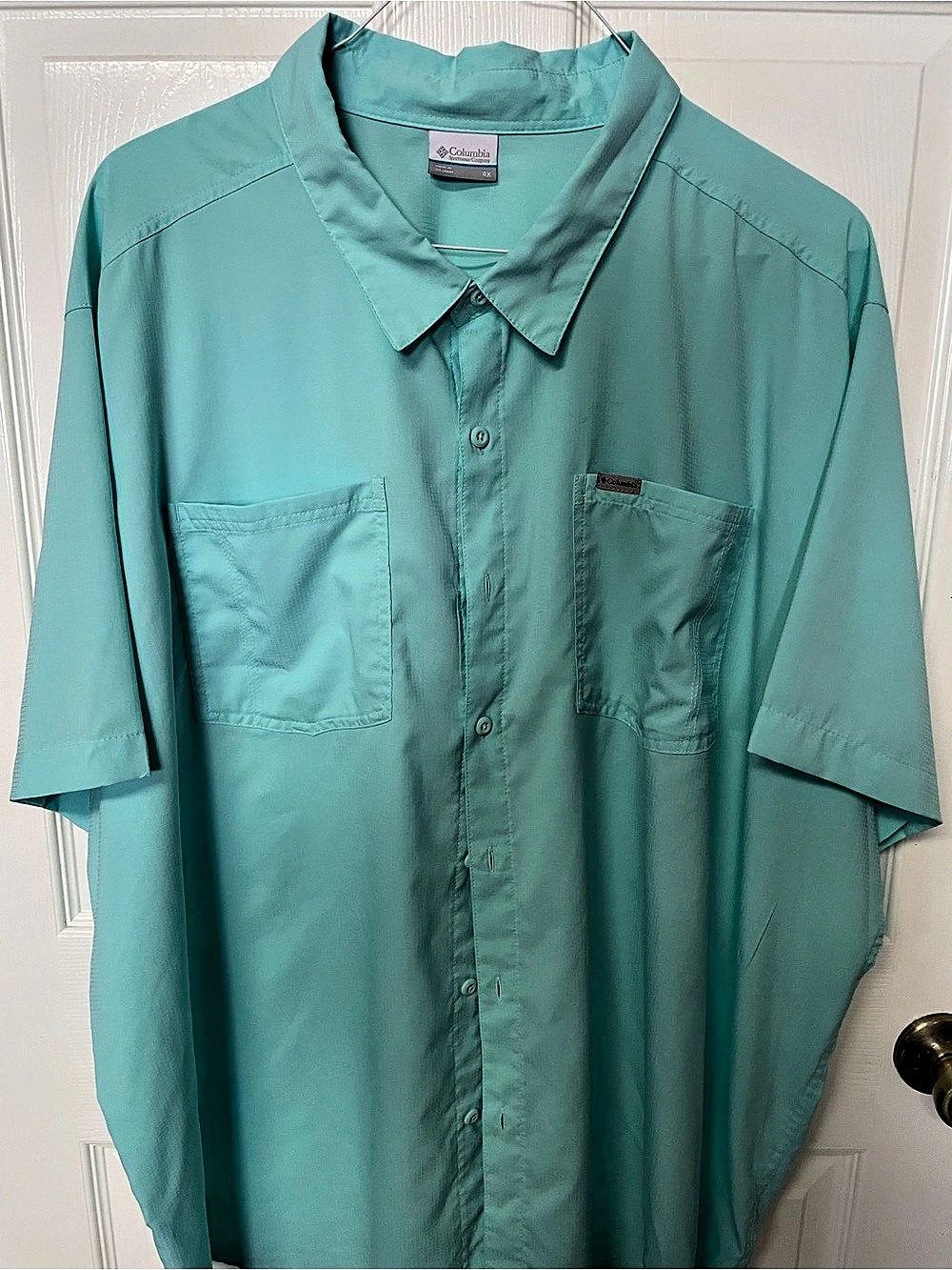 Columbia Short Sleeve Button Down in mint color